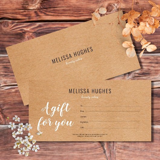Eenvoudig modern Rustic Kraft Cadeaucertificaat