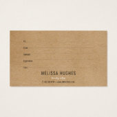Eenvoudig modern Rustic Kraft Cadeaucertificaat Visitekaartje (Achterkant)