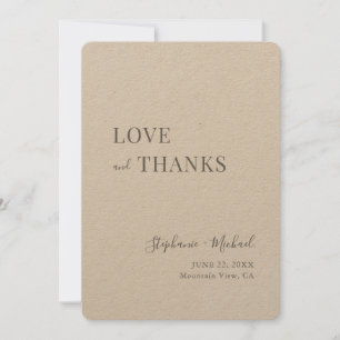 Eenvoudig modern Rustic Love and Bedankt Kraft Wed