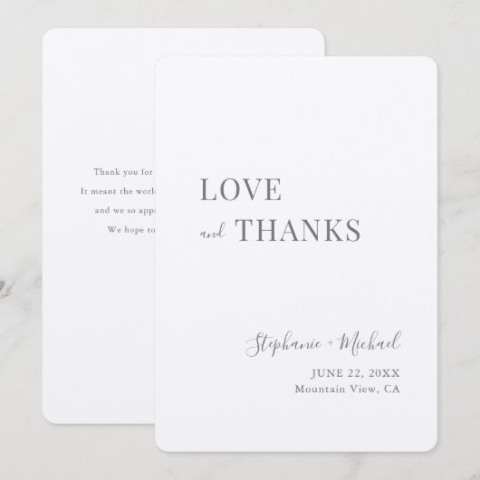 Eenvoudig modern Rustic Love and Bedankt Kraft Wed (Voorkant / Achterkant)