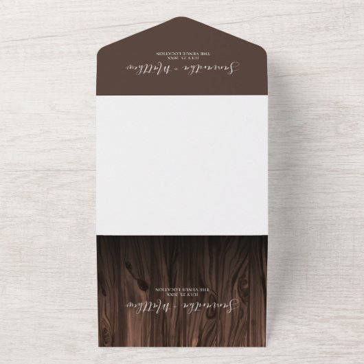 Eenvoudig modern Rustic Wood buitenshuis All In One Uitnodiging (Buitenkant)