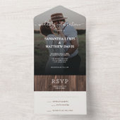 Eenvoudig modern Rustic Wood buitenshuis All In One Uitnodiging (Binnen)