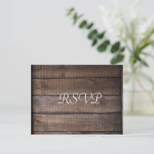 Eenvoudig Modern Rustiek Bruiloft RSVP Briefkaart (Staand voorkant)