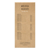 Eenvoudig Modern Rustiek Kraft Salon Service Menu (Voorkant)