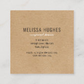 Eenvoudig Modern Rustiek Kraft Vierkante Visitekaartje (Achterkant)