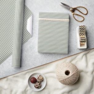 Eenvoudig Modern Rustiek Saliegroen Strepen Cadeaupapier
