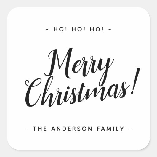 Eenvoudig modern rustiek script Vrolijk kerstfeest Vierkante Sticker (Voorkant)