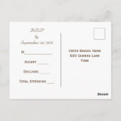 Eenvoudig Modern Rustiek Zwart & Bruin Bruiloft RS Briefkaart (Achterkant)