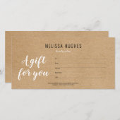 Eenvoudig Modern Rustieke Kraft Cadeaubon (Voorkant / Achterkant)