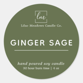 Eenvoudig modern Sage Green Logo Rondlabel Ronde Sticker