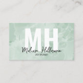 Eenvoudig Modern Sage Green Monogram Visitekaartje (Voorkant)
