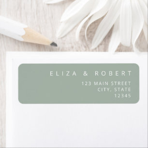 Eenvoudig modern Sage Green Wedding Return-adres Etiket
