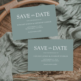 Eenvoudig modern Sage Green Wedding Save the date