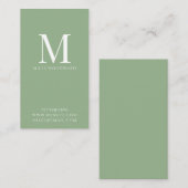 Eenvoudig Modern Sage Groen Minimalistisch Visitek Visitekaartje (Voorkant / Achterkant)