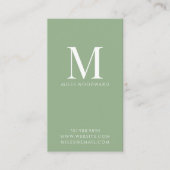 Eenvoudig Modern Sage Groen Minimalistisch Visitek Visitekaartje (Voorkant)