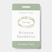 Eenvoudig Modern Saliegroen Zakelijk Logo Aangepas Badge (Voorzijde)