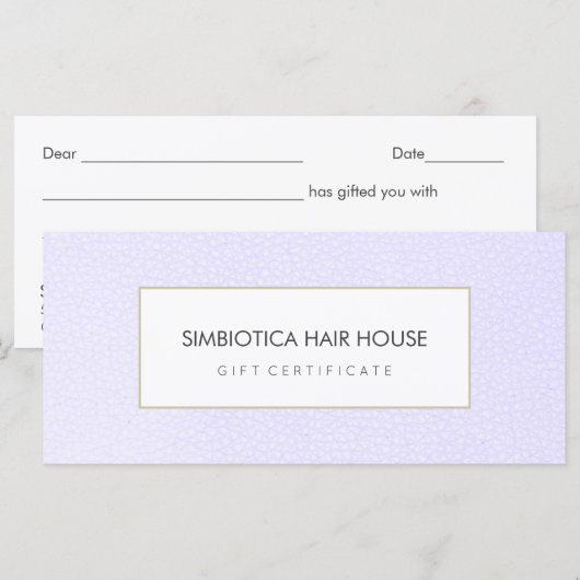 Eenvoudig modern Salon Spa Lavender Gift Certifica (Voorkant / Achterkant)