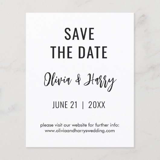 Eenvoudig Modern Save The Date Flyer | Zwart Wit (Voorkant)