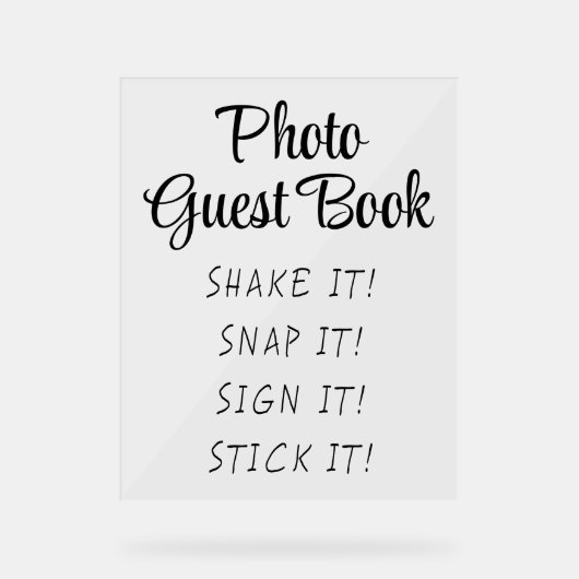 Eenvoudig Modern Schattige Fotogastenboek Sign Acryl Bord (Voorkant)