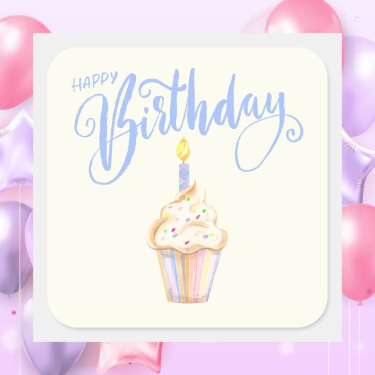 Eenvoudig Modern Schattige Happy Birthday Vierkante Sticker