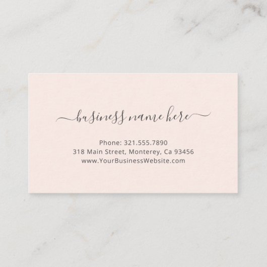 Eenvoudig modern schoonheidssalon Blush Pink Elega Klantenkaartje (Achterkant)