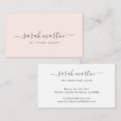 Eenvoudig modern schoonheidssalon Blush Pink Elega Visitekaartje (Voorkant / Achterkant)