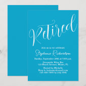 Eenvoudig Modern Schrift Aqua Blauw Pensioen Kaart (Voorkant / Achterkant)