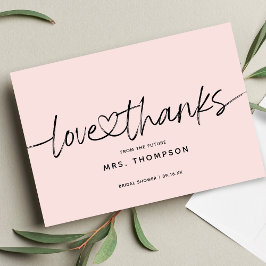 Eenvoudig Modern Schrift Bruidsfeest Blush Roze Bedankkaart