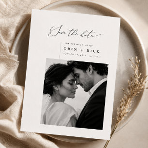 Eenvoudig Modern Schrift Elegante Trouwfoto Save The Date