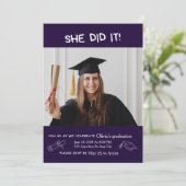 Eenvoudig Modern Schrift Foto Portret Afstuderen Kaart (Staand voorkant)