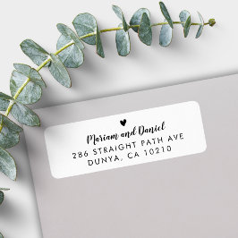Eenvoudig Modern Schrift Hart Trouwretouradres Etiket