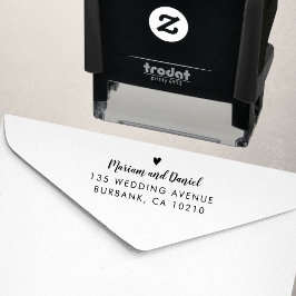 Eenvoudig Modern Schrift Hart Trouwretouradres Zelfinktende Stempel