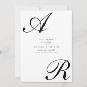 Eenvoudig Modern Schrift Monogram Huwelijk Save The Date (Voorkant)