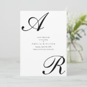 Eenvoudig Modern Schrift Monogram Huwelijk Save The Date (Staand voorkant)
