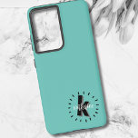 Eenvoudig Modern Schrift Monogram Initiaal Samsung Galaxy Hoesje<br><div class="desc">Een eenvoudig maar leuk,  schattig en modern monogram met initialen en naam in een stippelcirkel. Een eenvoudige zwart-wit stijl,  maar je kan de kleuren aanpassen om het je eigen te maken. Voeg een patroon toe achter de cirkel,  of houd het bij een effen kleur.</div>