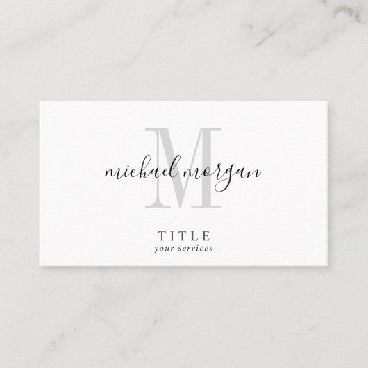 Eenvoudig Modern Schrift Monogram Visitekaartje (Voorkant)