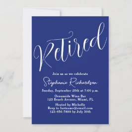 Eenvoudig Modern Schrift Navy Blau Pensionering Kaart