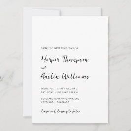 Eenvoudig Modern Schrift Zwart-Wit Huwelijk Kaart