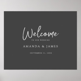 Eenvoudig modern Scrippt Grey & White Weduwen Welk Poster
