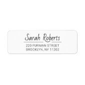 Eenvoudig Modern Script 03. Aangepast retouradres Etiket (Voorkant)