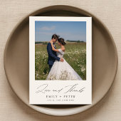 Eenvoudig Modern Script 2 Fotobruiloft Bedankkaart