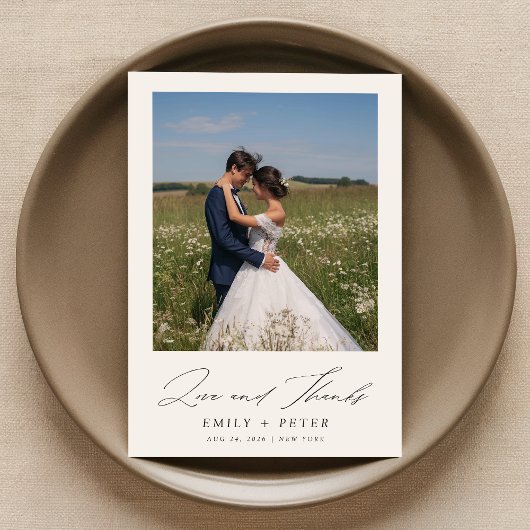 Eenvoudig Modern Script 2 Fotobruiloft Bedankkaart