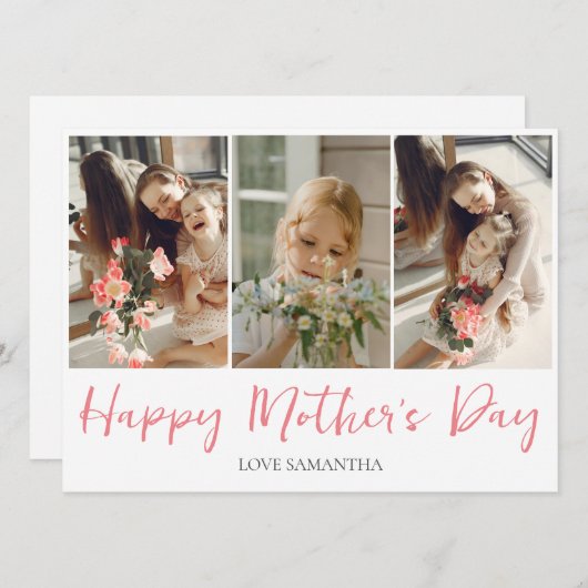 Eenvoudig Modern Script 3 Foto | Gelukkige Moederd (Voorkant / Achterkant)