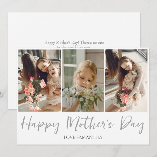 Eenvoudig Modern Script 3 Foto | Gelukkige Moederd (Voorkant / Achterkant)