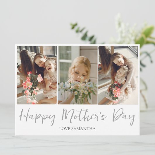 Eenvoudig Modern Script 3 Foto | Gelukkige Moederd (Staand voorkant)