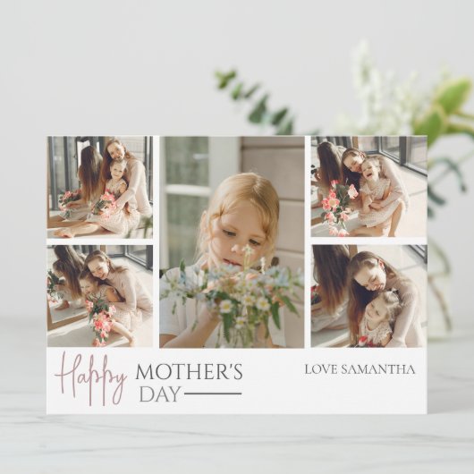 Eenvoudig Modern Script 5 Foto | Gelukkige Moederd (Staand voorkant)