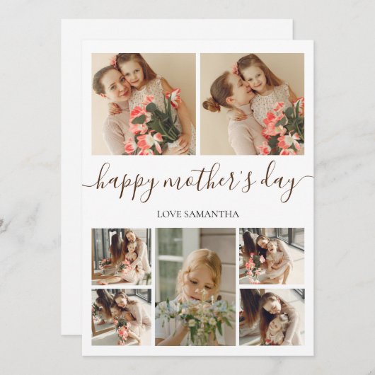 Eenvoudig Modern Script 7 Foto | Gelukkige Moederd (Voorkant / Achterkant)