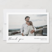 Eenvoudig modern script aangepaste fotobruiloft bedankkaart (Voorkant)