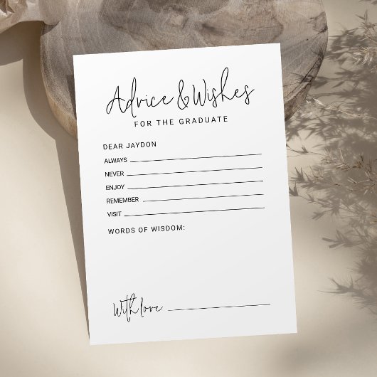 Eenvoudig modern script Afstudeeradvies & wensen Advieskaart