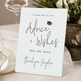 Eenvoudig modern script afstudeeradvies & wensen reclamebord met voetstuk